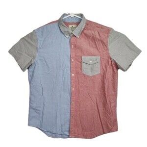 American Eagle Button-Up Shirt Men's XL Multicolored Color Block Short Sleeves
